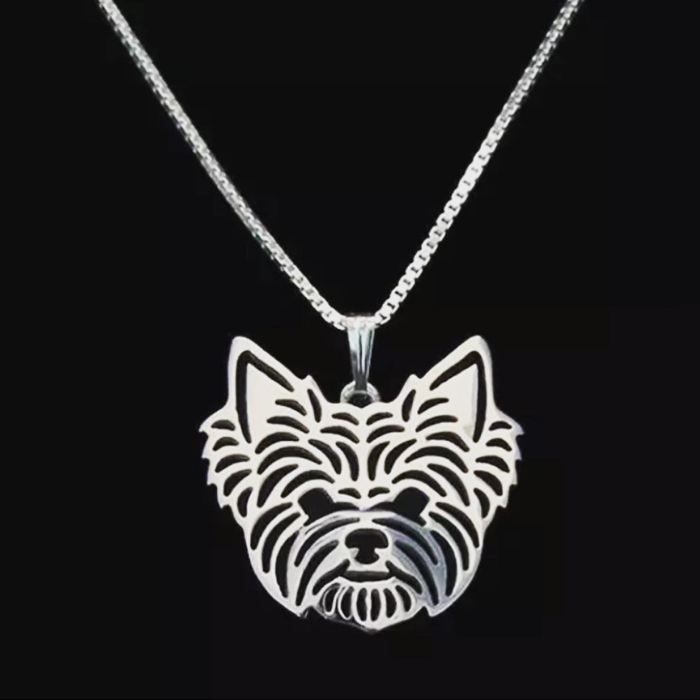 Beautiful Silver Yorkshire Terrier Necklace
